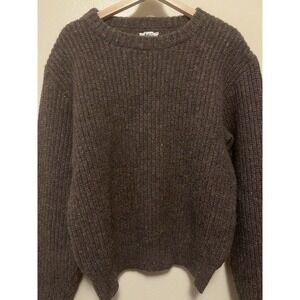 Vtg 80s REI Sweater Mountain Wool Brown Speckled Tweed Ribbed Mens M USA Outdoor